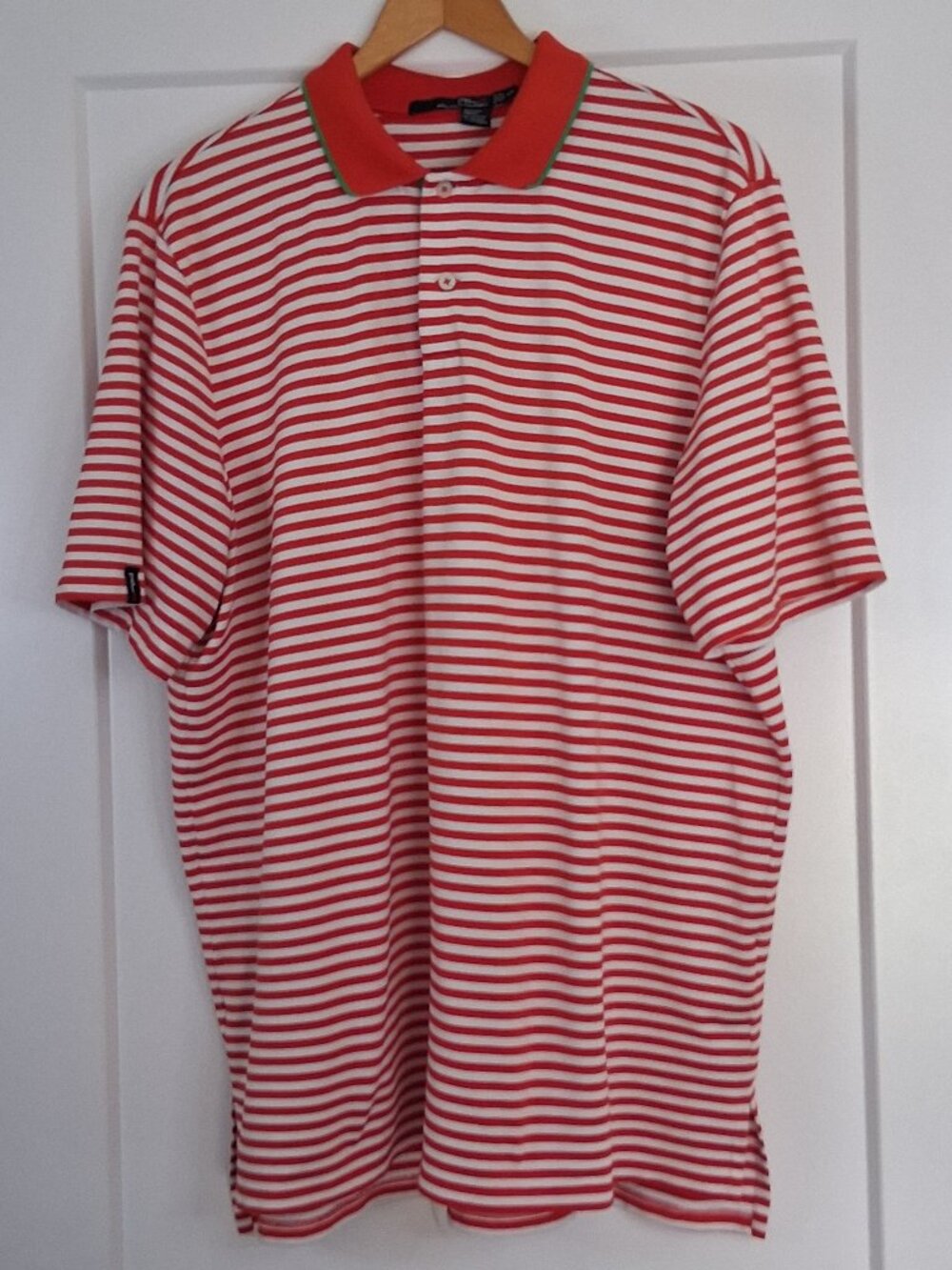 RLX Ralph Lauren Golf Polo Shirt Mens XL Red White Stripe Performance Stretch